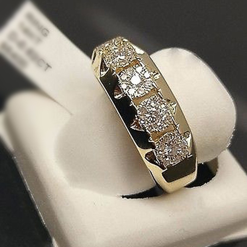 Huitan Trendy Engagement Ring Band Voor Vrouwen Office Lady Stijlvolle Met Cubic Zirkoon Luxe Wedding Ring Band Veel & bulk