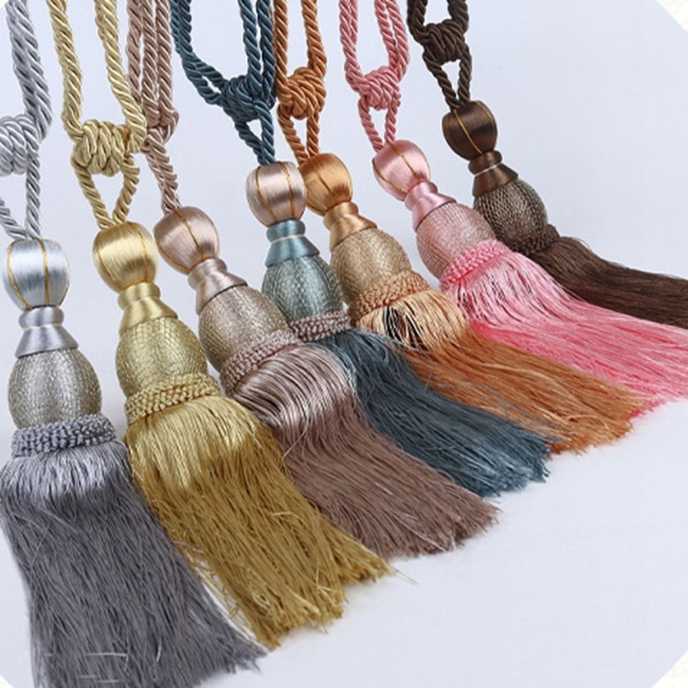 No Installation Curtain Tassels Tieback Polyester Yarn Punch-free Tassel Curtain Ties Gold Wire Hanging Ball Multicolor