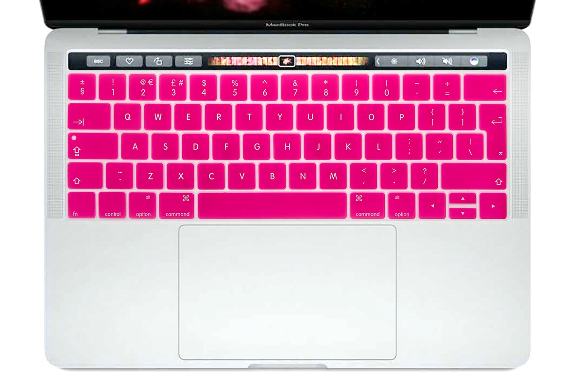 Hrh Engels Eu Silicone Toetsenbord Cover Skin Protector Voor Mac Newpro 13 "A1706 A2159 Pro 15" A1707 Met touch Bar: Hot Pink