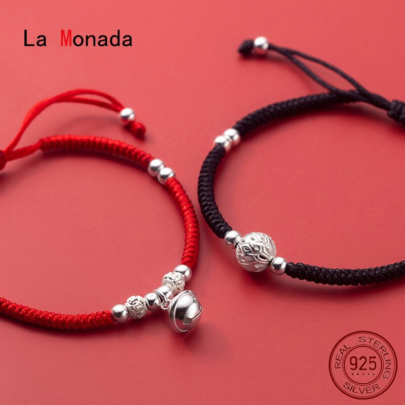 La Monada Bel Rode Draad Voor Hand 925 Sterling Zilveren Armband Paar String Touw Rode Draad Armbanden Voor Vrouwen Zilver 925