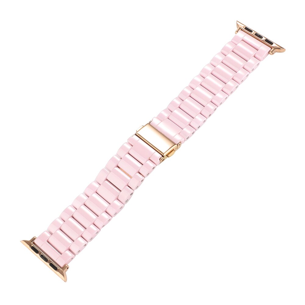 Pulsera de cerámica Lisa para Apple Watch SERIE DE gomillas 5 4 3 2 1 correa de muñeca para iWatch 40mm 38mm 42mm 44mm negro/Blanco/cinturón rosado: pink / For 42 44mm