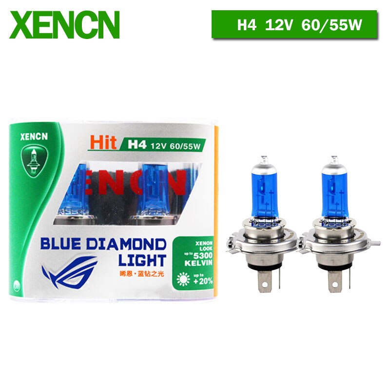 XENCN 12V H1 H3 H4 H7 H8 H9 H10 H11 H13 H15 H16 880 881 9005 9006 9012 5300K Blue Diamond Light Car Headlight Halogen Lamps 2pcs: 8411B H4
