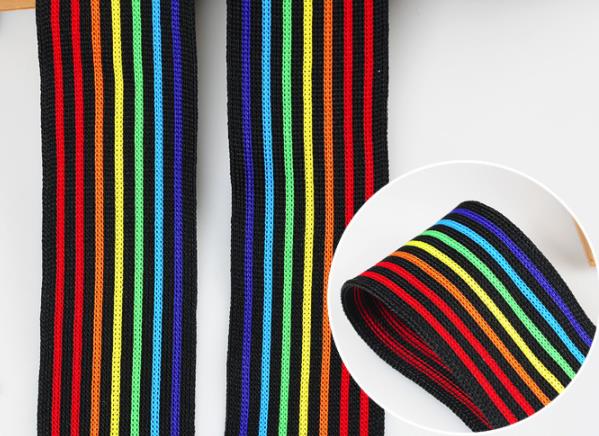 3M Regenboog Streep Elastische Bands 40MM Elastische Lint Riem Kleding Tassen Broek Elastische Rubber Singels DIY Naaien Accessoires