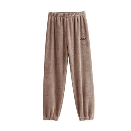 Pyjama en velours pour femme, pantalon en flanelle, intérieur, bain, corail, , printemps, hiver, 2022: Marron