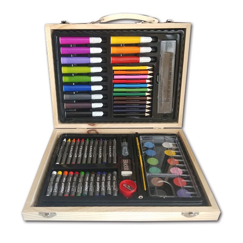 Ensemble de pinceaux pour enfants, boîte en bois, outils de peinture de la maternelle, fournitures d&#39;art, 1XCE: 88