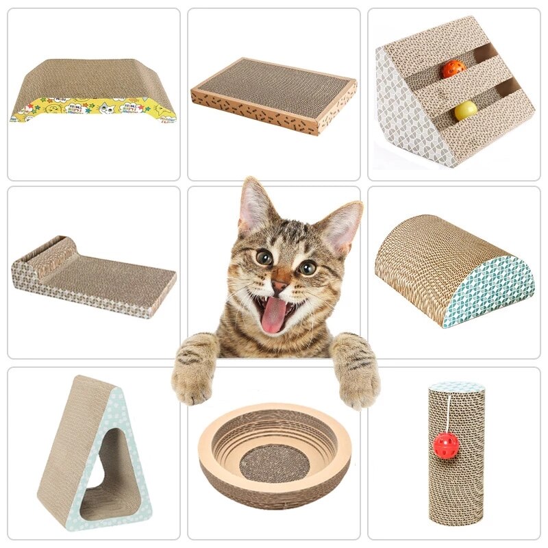 Corrugated Cat Scratch Paper Board Cardboard Catnip Pad Grinding Nails Claw Interactive Protect Furniture Kitten Scratcher Toy