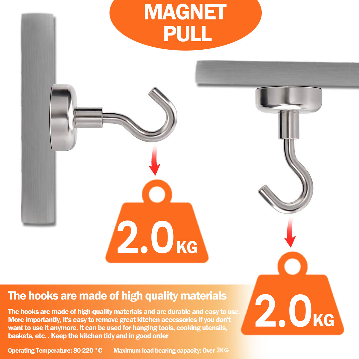 20 Stuks Sterke Magnetische Haken Zware Muur Haken Hanger Sleutel Jas Cup Opknoping Hanger Voor Thuis Keuken Opslag Organisatie