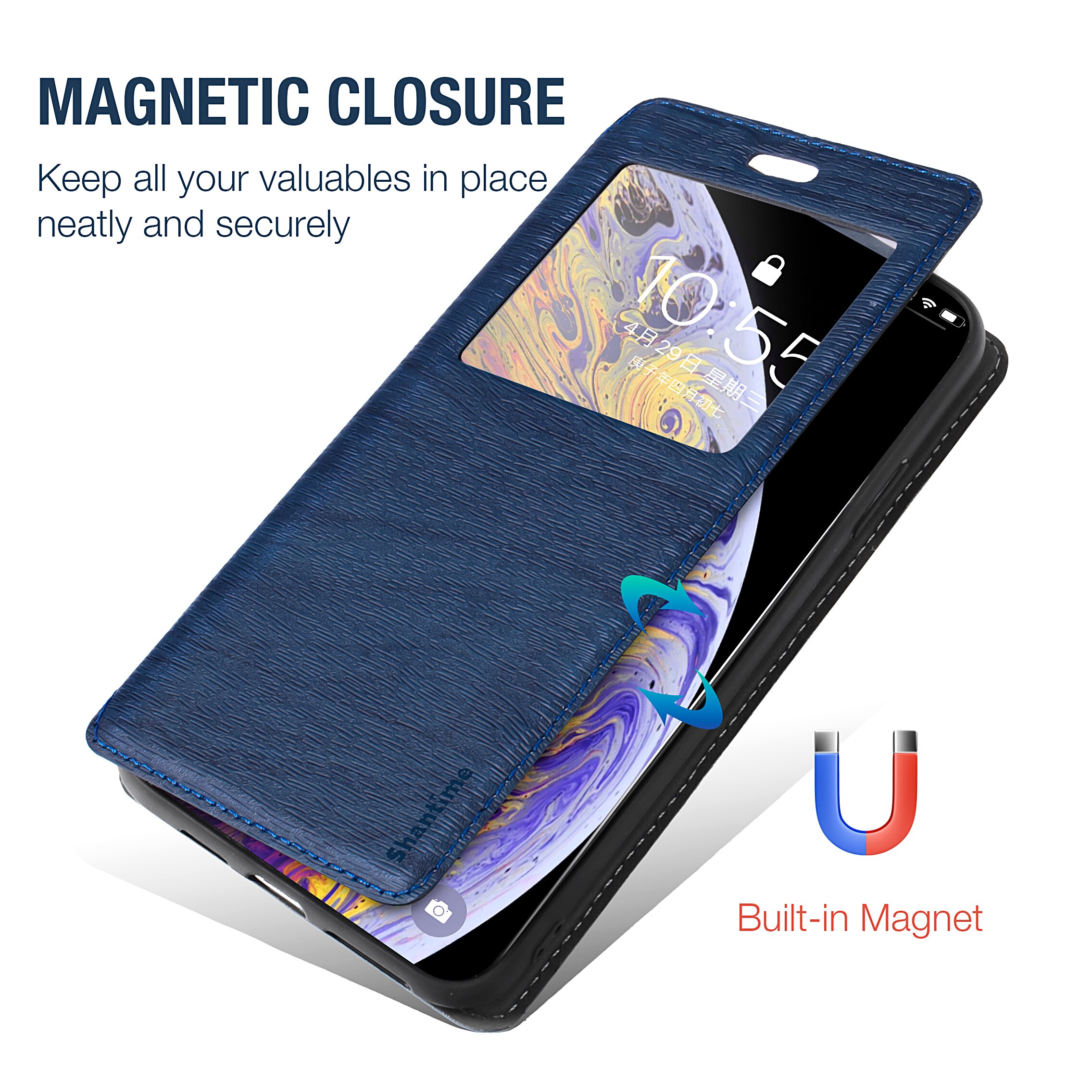 Per Xiaomi Poco M3 custodia per Xiaomi Poco M3 visualizza finestra Cover magnete invisibile e Slot per schede e supporto