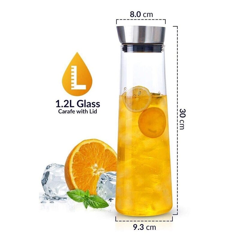 1L Glass Carafe with Lid,Borosilicate Glass Carafe,Juice Pitcher for Homemade Beverage/Ice Tea/Milk/Coffee