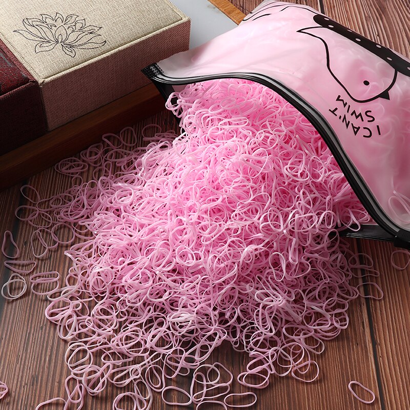 Gomas de pelo elásticas para niña, gomitas de nailon para coletas, diademas para el cabello, accesorios infantiles, 2000 unidades: 2000pcs / Bird bag-16