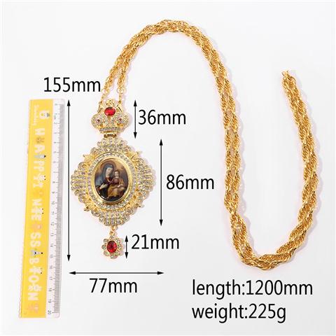 Collier de la vierge marie, cristal de jésus, chrétien, ustensiles d&#39;église de Christ, gothique, artisanat religieux: jaune clair