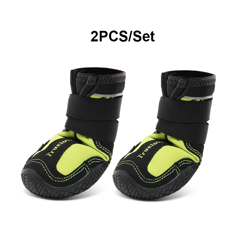 Truelove buty dla psa deszcz wodoodporne zimowe buty na śnieg gumowa podeszwa antypoślizgowe sportowe odblaskowe na buty dla psa Puppy Medium Large: Neonyellow(2pcs set) / SIZE 7