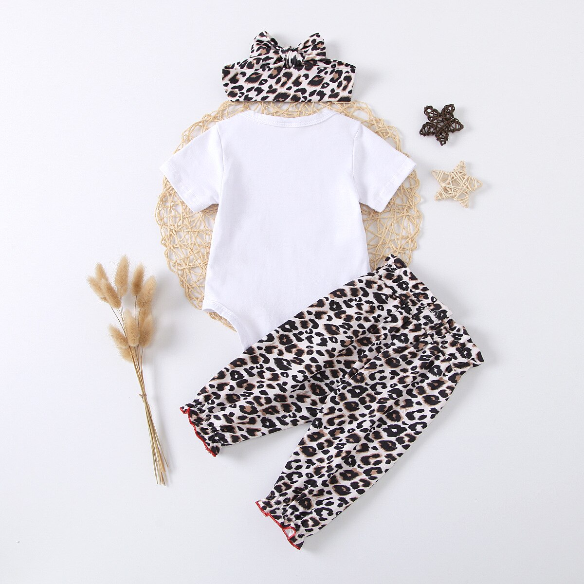 2021Neu Baby Mädchen Leopard Kleidung einstellen Baumwolle Sommer Kurzarm T-Shirt oben + kurze Hose + Stirnband 3Stck einstellen freundlicher Outfits Große Schwester