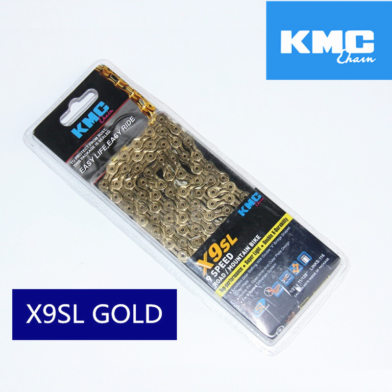 Kmc ketting x8 x9 x10 x10sl x11 x11sl goud zilver ketting mtb road fiets voor shimano ketting 8 9 10 11 SPEED 116L chain fiets: x9.93sl gold
