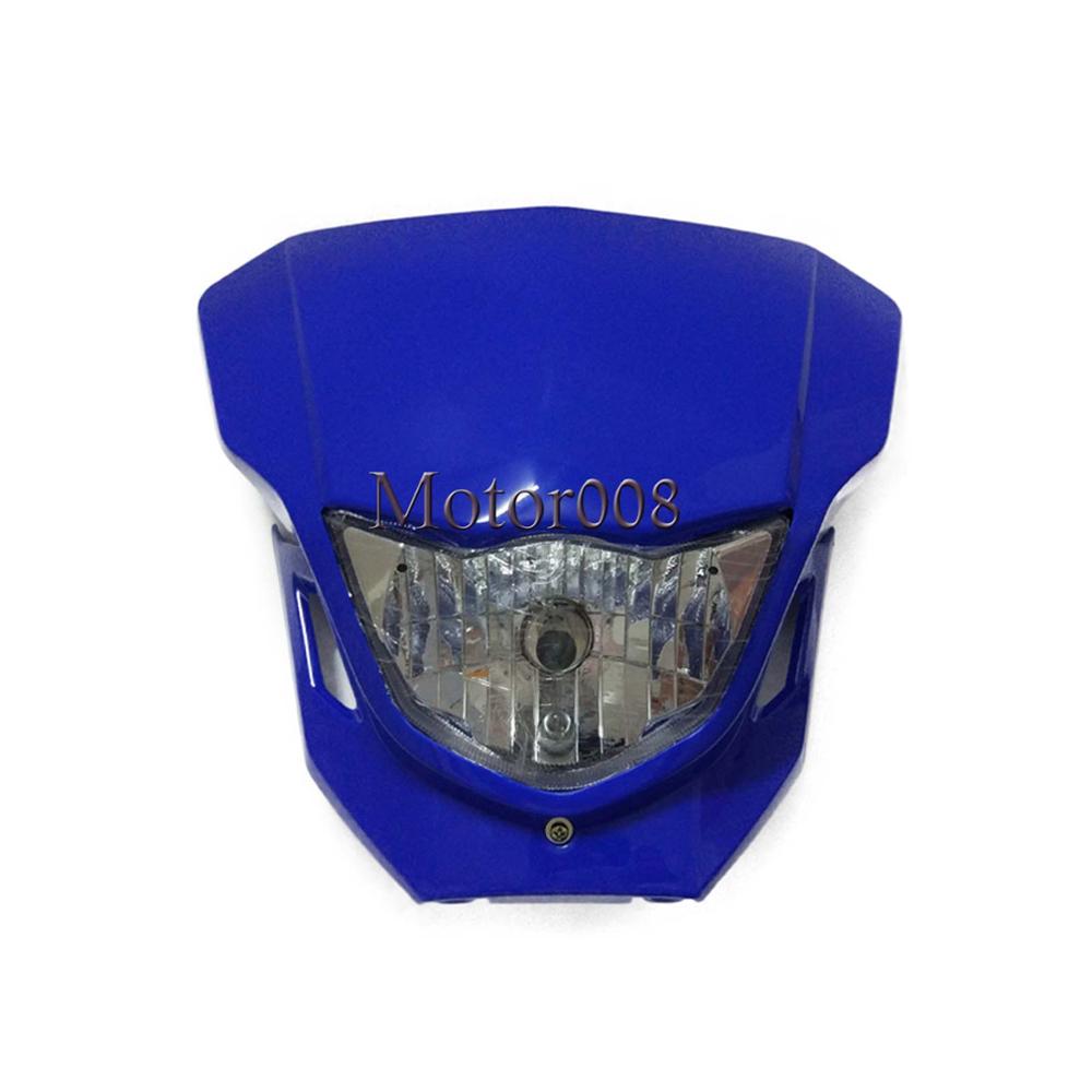 Carenado Universal para faro de motocicleta Enduro, con bombilla, para Motocross, HONDA CRF XR YAMAHA WR YZ YAMAHA YZ: Blue