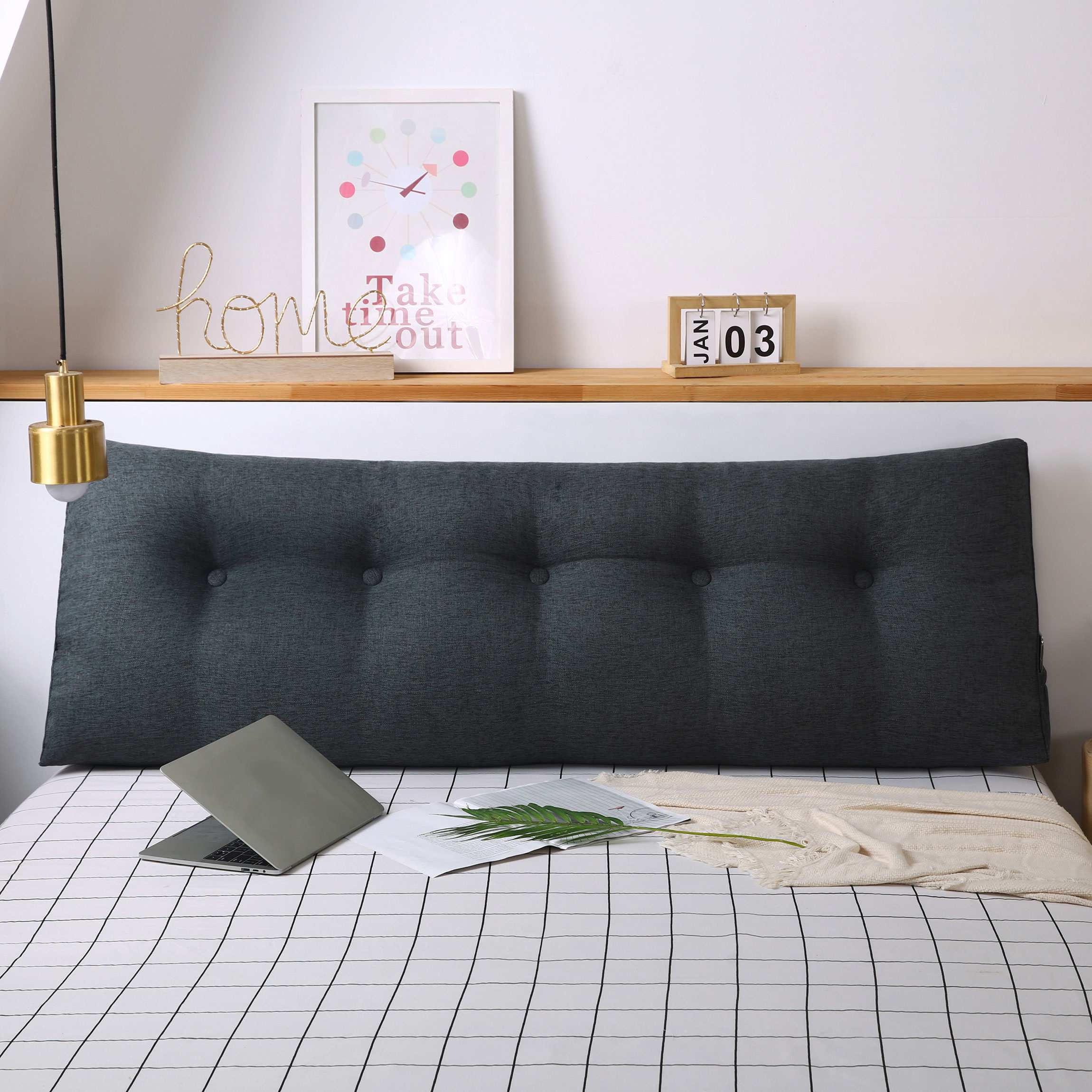 100 x 50 x 20cm triangulär kilkudde säng ryggstöd positionering stöd kudde läsning kudde kontor ländryggen pad med lock