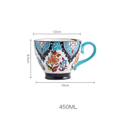 Bol à gruau, bol à céréales, bol à petit-déjeuner en relief, tasse à café en céramique peinte à la main, tasse à céréales populaire créative: C009
