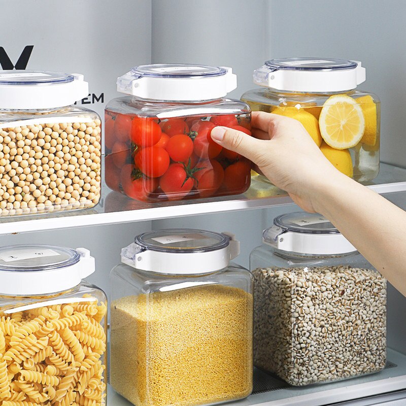 Refrigerator Fresh Keeping Box Kitchen Storage Box Sealed Grains Tank Transparent Food Storage Container Kitchen Organizer