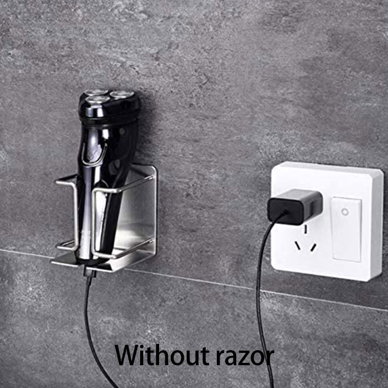 Elektrisk barberholder vægmonteret selvklæbende rustfrit stål barberholder vægmonteret badeværelse barbermaskineholder