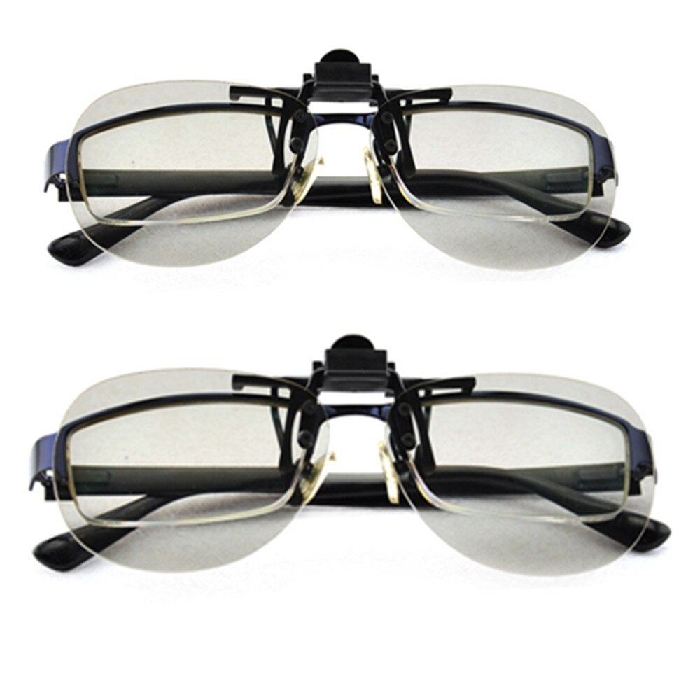 2 stuks Packs 3D Clip-op Brillen voor TVs/Bioscopen/Films Gepolariseerde Bril (RealD), passief Circulair Gepolariseerde Real D 3D Bril