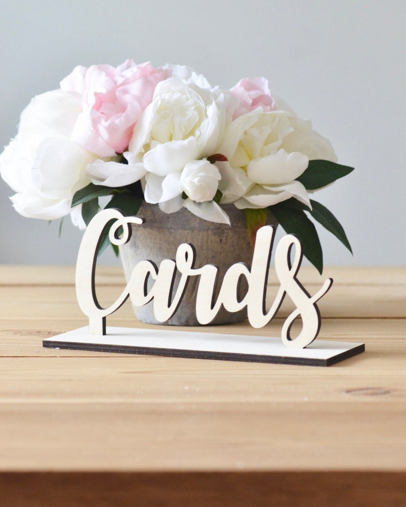 Wooden cards sign -wedding decor-freestanding sign
