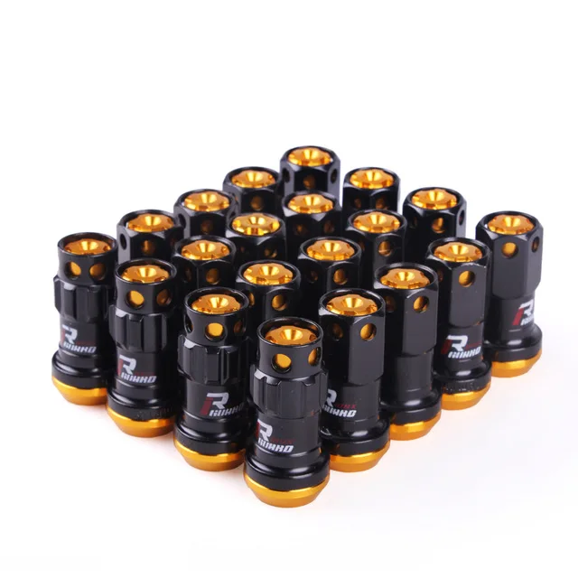 Coole R40 44-mm-Radmuttern M12x1,5/1,25 Rennradmuttern 20 Stück verriegelnde Rennradmuttern + 2 Sätze Sicherheitsschlüssel: M12X1,25 / Gold