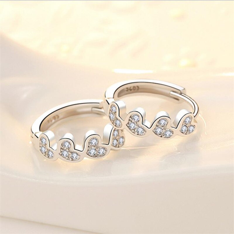 Brillante zircone cuore Design orecchini a cerchio gioielli femminili fascino argento 925 accessori per orecchini da donna regalo di compleanno per ragazze principessa