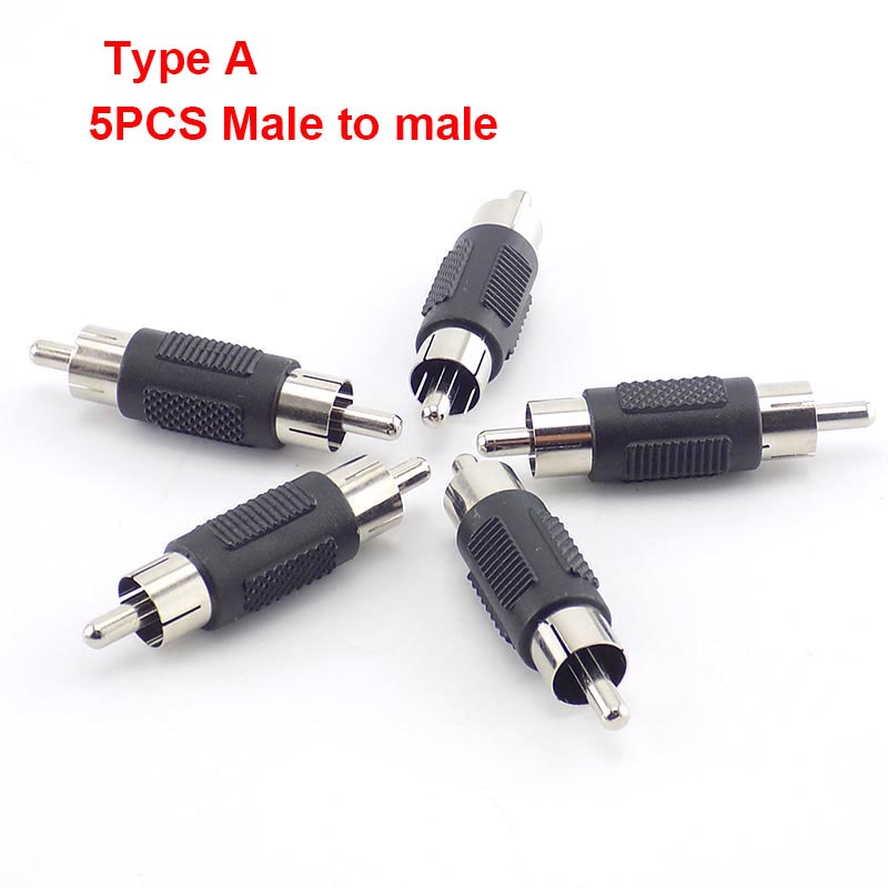 5 Stuks Rca Female Naar Vrouwelijke Jack Plug Connector Adapter Mannelijk Naar Rca Connector Video Audio Extender Cord Kabel converter: RCA Male to Male