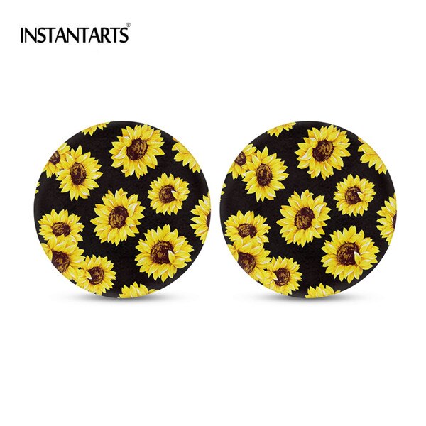 Instantarts bildrinkunderlägg set  of 2 pack 3d solrosabsorberande mugghållare glasunderlägg för kvinnor dryckesunderlägg mugghållare: Hn3418 d 2