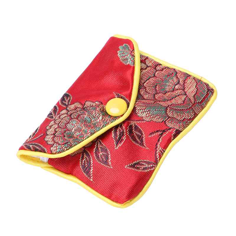 12 In 1 Small Jewelry Box Jewelry Red Jewelry Bag Embroidered Silk Cloth Bag Coin Purse