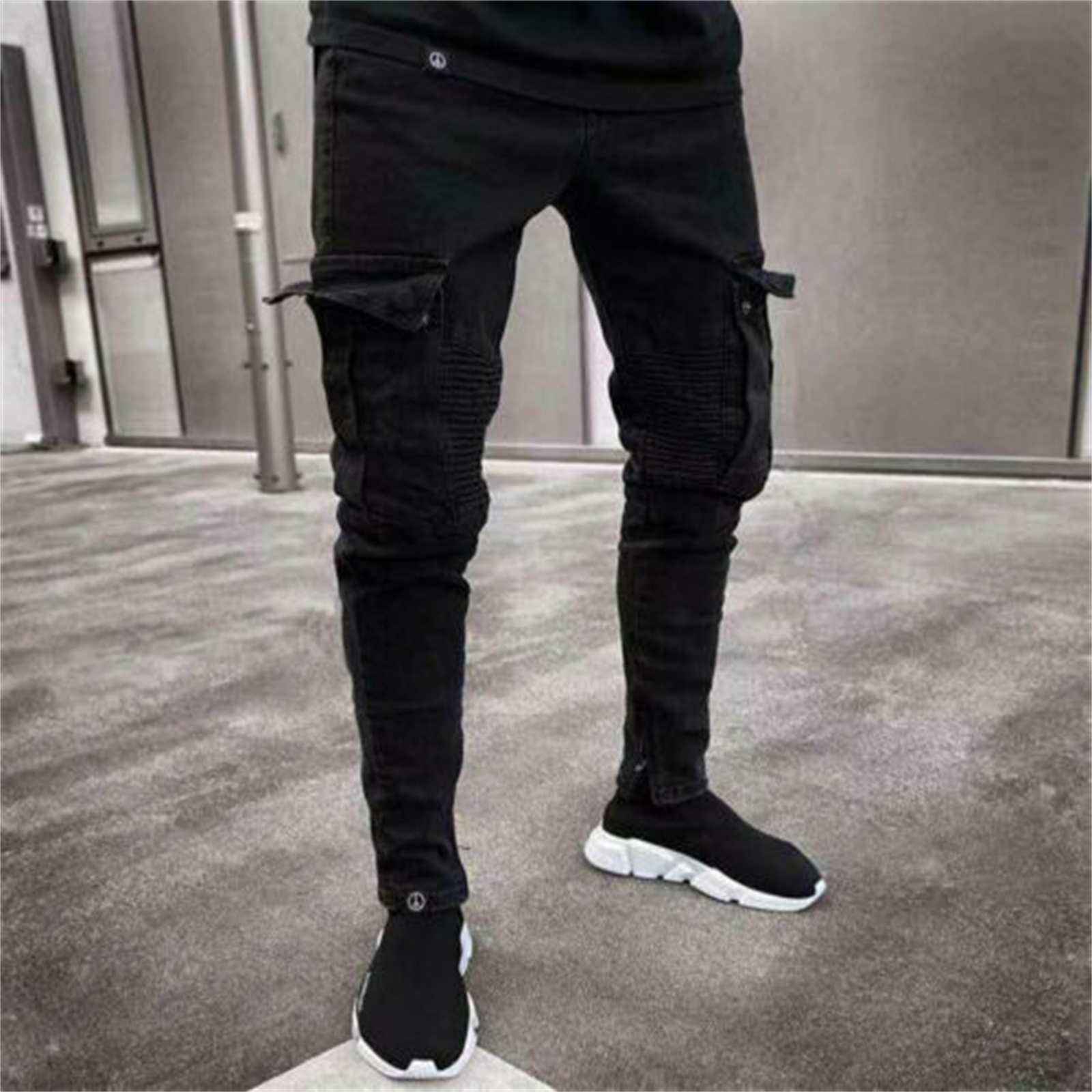 Goocheer Men's Long Pencil Pants Ripped Jeans Slim Spring Hole Thin Skinny Jeans Men Hiphop Trousers Clothes Clothing