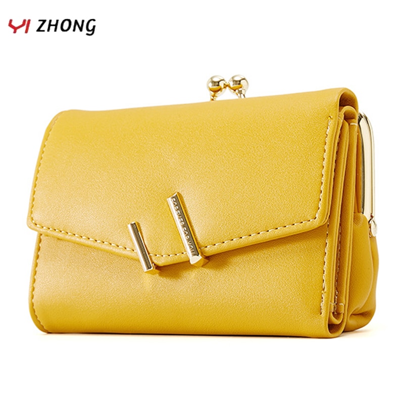 Yizhong trifold liten lommebok dame lommebøker i mykt skinn dame lommebøker kortholder glidelås myntlomme dame clutch veske cartera