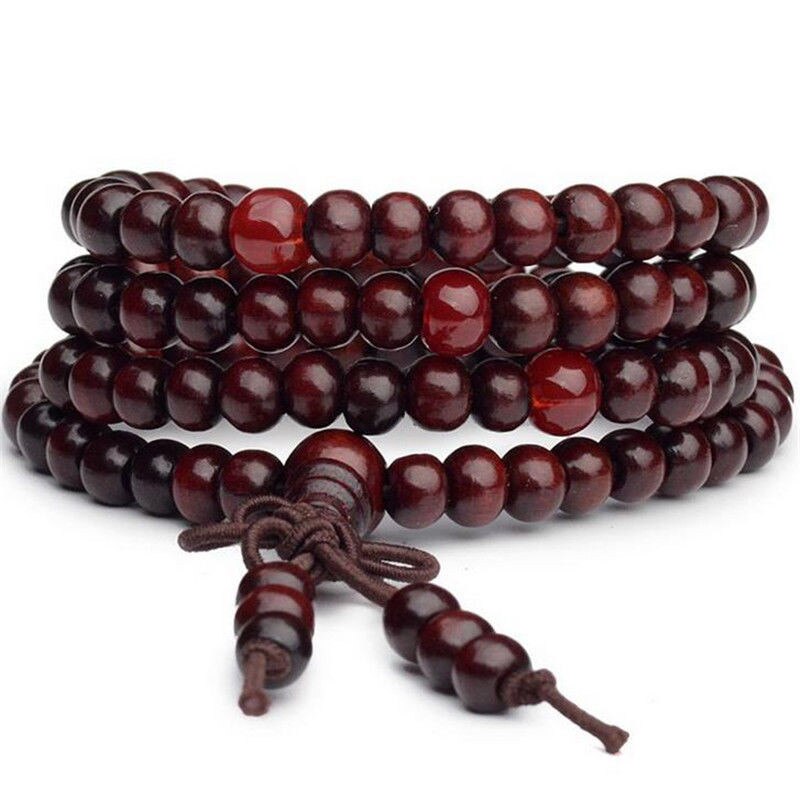 Prayer Beads Bracelet Tibetan Buddhist Rosary Charm Mala Meditation Necklace Yoga lucky Wenge Wooden Bracelet For Women Men: 01