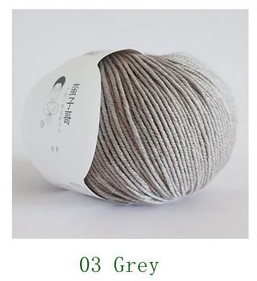 100% Merino Wool Yarn 50g 150M Soft And DIY Handmade Knitted Baby Sweater Hat: 03 grey