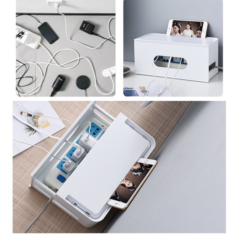 Kunststof lade draad opbergdoos draad lijn collectie stekkerdoos kabel organizer box container manager opbergdoos houder