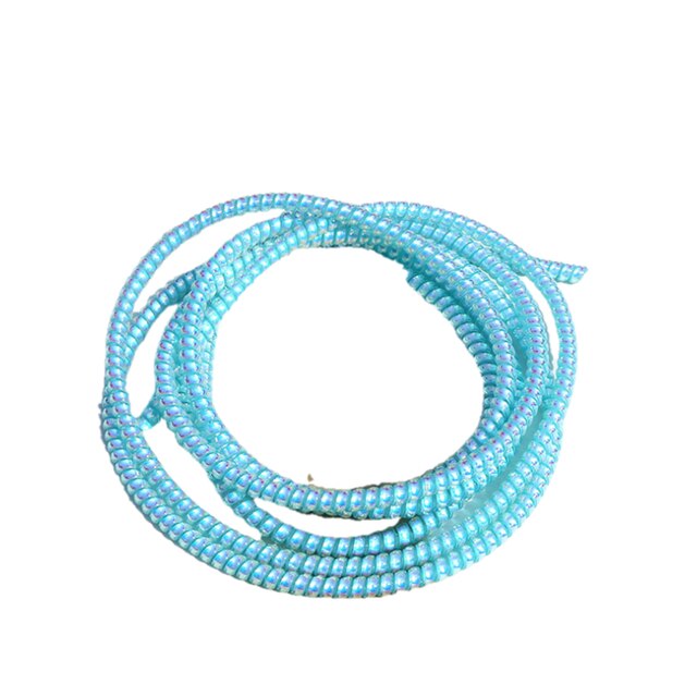 1.55m USB Data Charging Line Cable Protector Wrap Cable Organizer Spring Winder Protection Rope: Laser-Blue