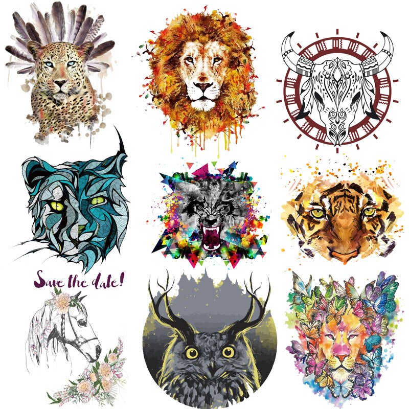 Top dieren stickers op kleding strijk patches voor kleding tijger leeuw applicaties kleding applicatie diy t-shirt badges print e