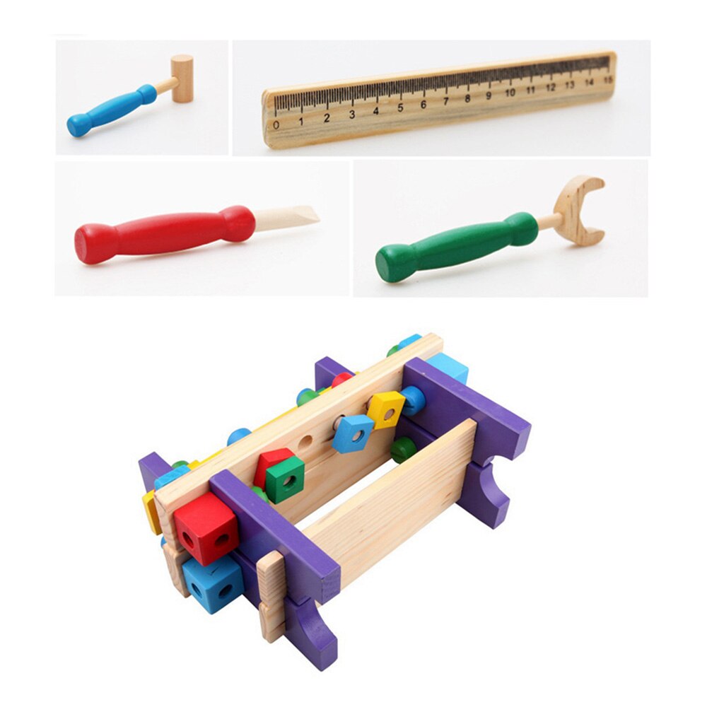 Primi Bambini impostato di Strumenti Martellante panca Giocattolo Di Legno multi-funzione di Vite dado Assemblato Costruzione di puzzle mani-in poi Del Veicolo workben