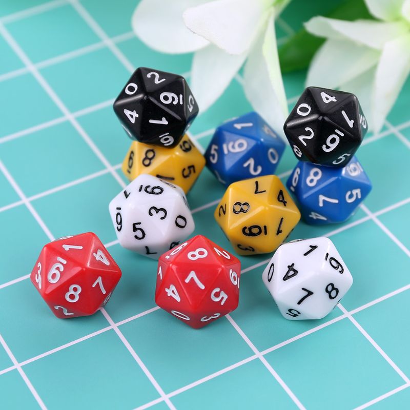 10 pçs/set jogo de tabuleiro de mesa lados d20, números de dados poliédricos d20, jogo de tabuleiro de mesa pxpf