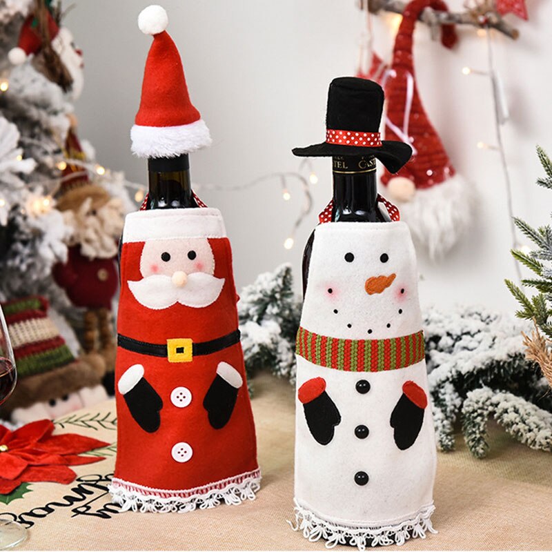 Snemand canta claus jul vinflaske dækning sød glædelig jul dekor vinflaske wrap flaske dækning