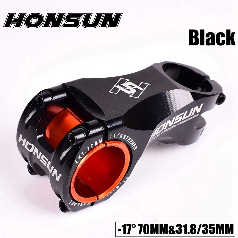 Bike Stem Riser Stem Aviation aluminum alloy MTB Road Bike 31.8mm Angle -17degreex70mm Bicicleta Tallo Bicicleta potencia: black