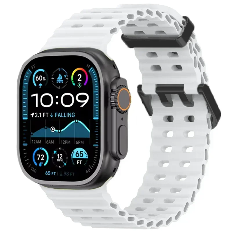 Bracelet en Silicone Souple pour Apple Watch Ultra 2/1, Confortable et Respirant, 49mm 10 46mm 9 8 7 45mm IWatch 6 5 4 SE 44mm: Red black / 14mm
