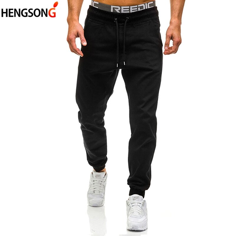 hommes En Cours D'exécution Pantalon Pantalon Hommes Cordon Pantalon Hip Hop Harem Pantalon Joggeurs Solide Pantalons De Survêtement Grande Taille M-3XL