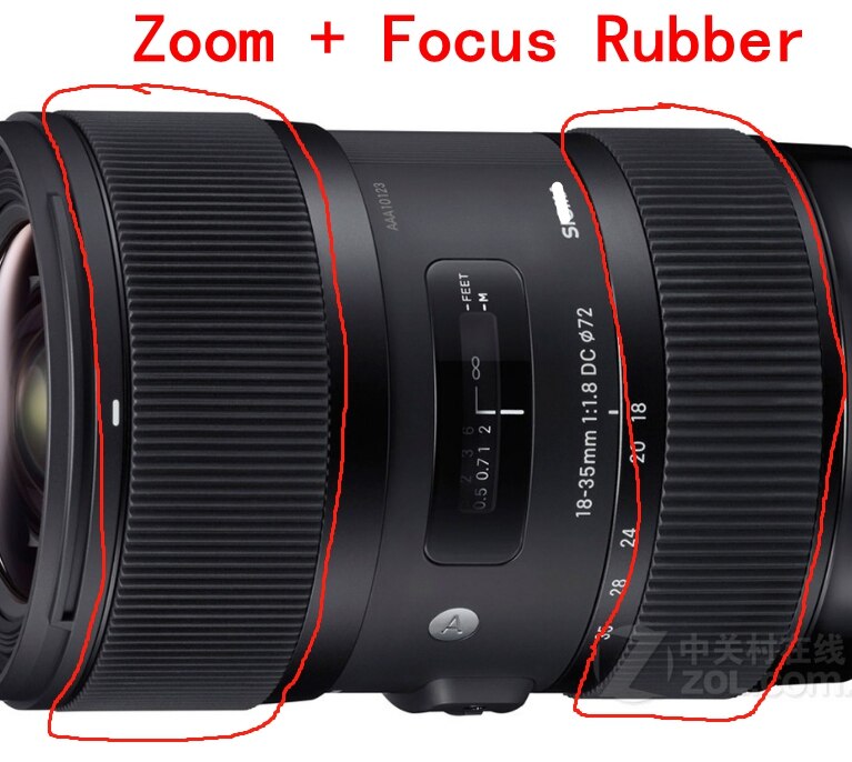 Kopi 18-35 kunst linse fokus gummi ring + zoom gummi ring for sigma 18-35mm f1.8 dc hsm art reparasjon del enhet: Bunt 3