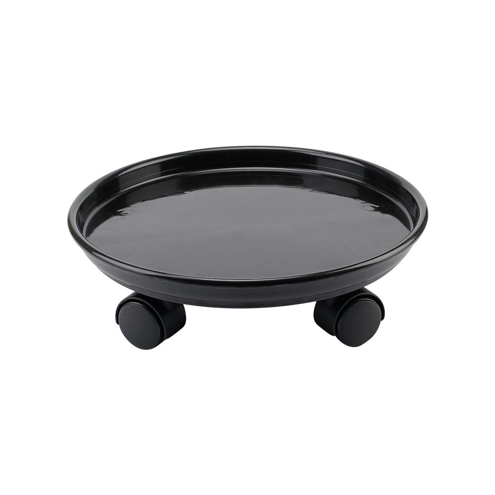 Afneembare plantenpallet universele wielen ronde kunststof bak zware bloempotrek, plantenpotpallet rolwiel, zwart: 04