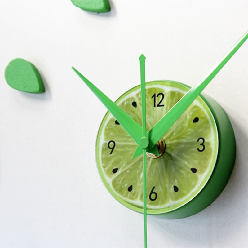 Lemon Green Sticker EVA 60CM Wall Clock Colour Big Large Decorative 3D Diy Wall Clock for Kitchen Children Room-Yellow
