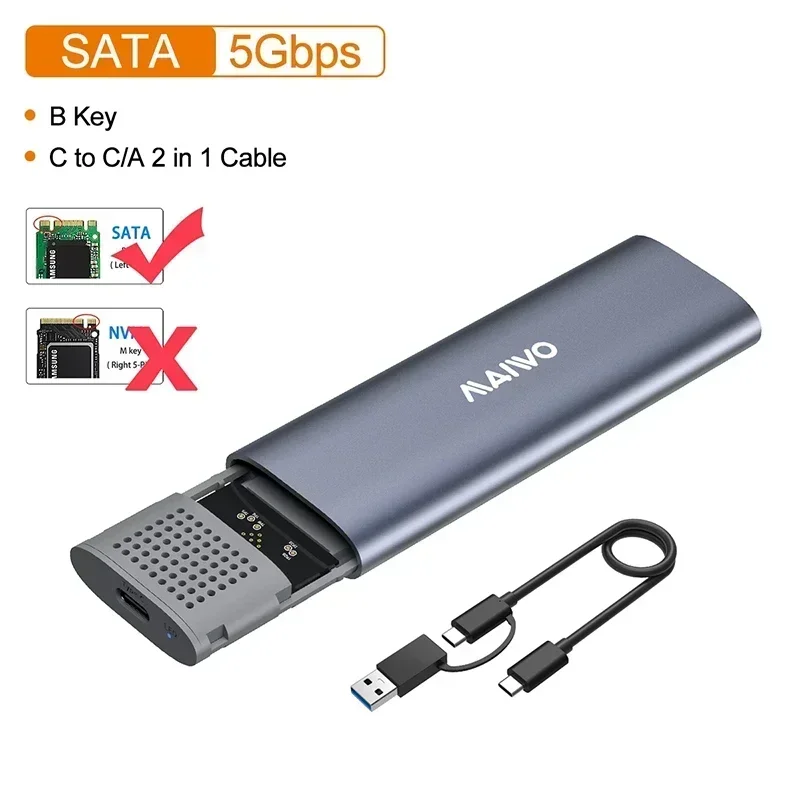 MAIWO M.2 NVMe NGFF SSD Enclosure USB 3.1 Type-C 10Gbps External Hd Case M2 SSD Hard External SSD HDD Storage Box for PC Case: Gold