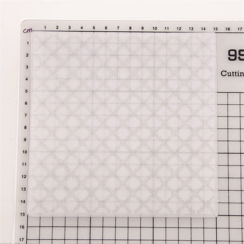 15x15cm grid heart Embossing folders Plastic bump Scrapbooking DIY Template Fondant indentation Cake Photo Album Card Make