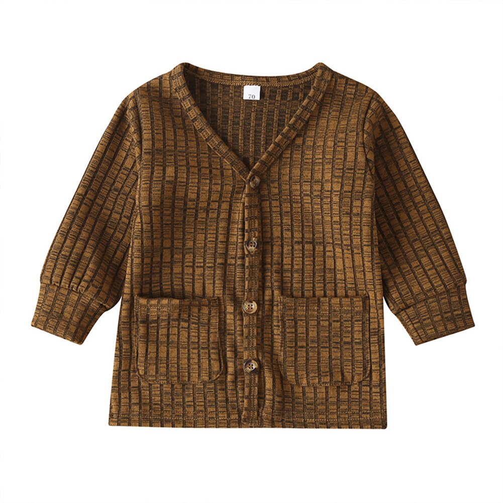 Pudcoco Gebreide Vest Herfst Winter Katoenen Trui Top Baby Kinderkleding Jongens Meisjes Jumper Kinderen Lente Slijtage: Bruin / 24M