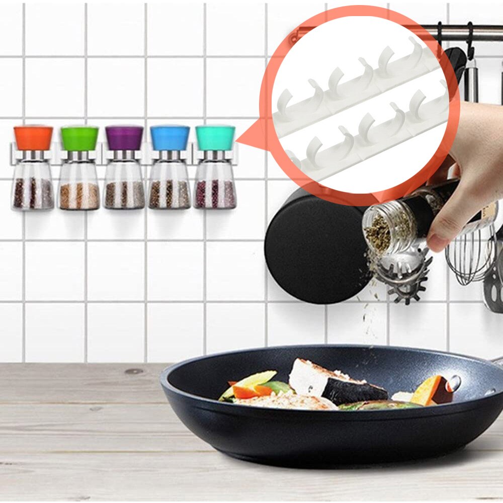 4 stk krydderhylle veggmontert kjøkken oppbevaringsstativ skapklips ingrediens krydderflaskestativer dør plassbesparende matlagingsverktøy